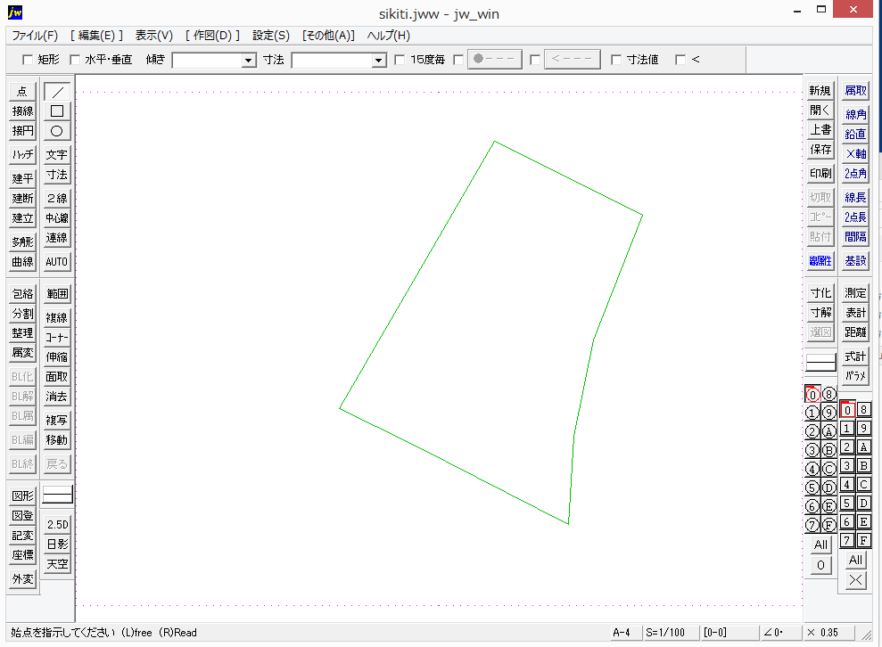 JW CADで敷地を書くことができた